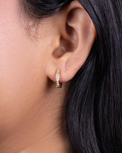 Gold White Zirconia Earrings