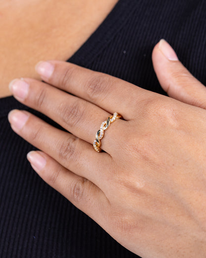 Gold Beaded Cuff Ring