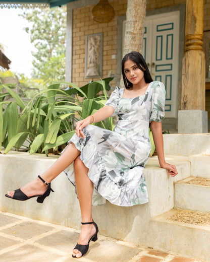 Roma Green Floral Midi Dress