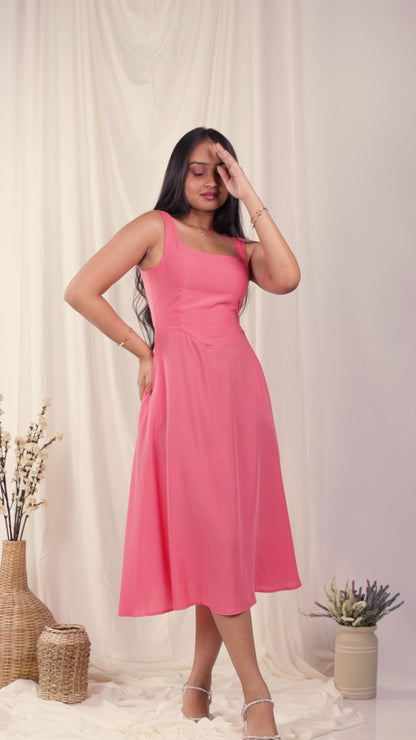 Nella Coral Midi Dress